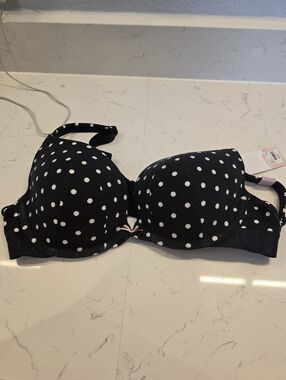 Cacique Black and White Polka Dot  Bra